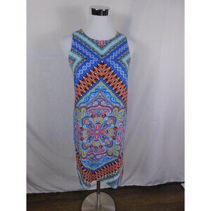 London Style Collection Dress Womens 4 Blue Multicolor Shift Sleeveless Paisley